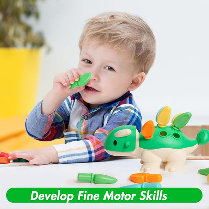 Hirger Spike The Fine Motor Dinosaur: Montessori Baby Sensory Toys for Toddlers 1-3, Preschool Learning Educational Activities, 12+ Months Old Birthday Gift