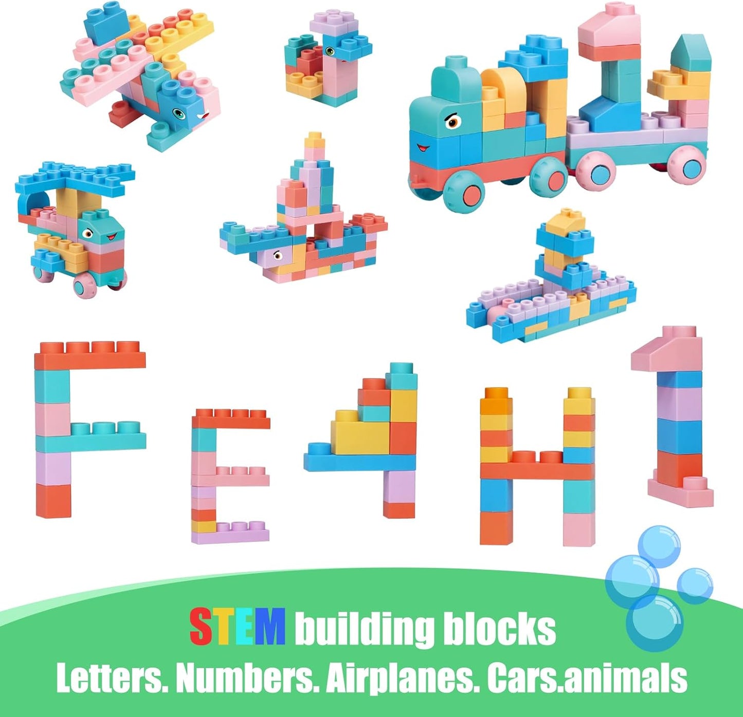78 Pcs Top STEM Soft Building Block Sets for Kids Aged 18 months to 6 years.Mega Blocks for Baby.Large Construction Stacking Block Toys for Toddler to Improve Imagination、Creativity、Hands-on Ability