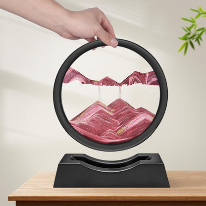 Wai Danie Moving Sand Art Picture 3D Hourglass Deep Sea Sandscape Liquid Motion Display Painting Flowing Sand Frame Relaxing Desktop Home Office Work Decor (Black, 12 Inches)