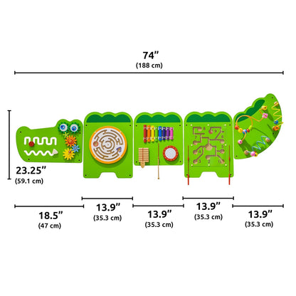 Spark & Wow Crocodile Activity Wall Panels | Light Green | Ages 18m+ | Montessori Sensory Wall Toy | 9 Activities| Busy Board Toys for Toddlers