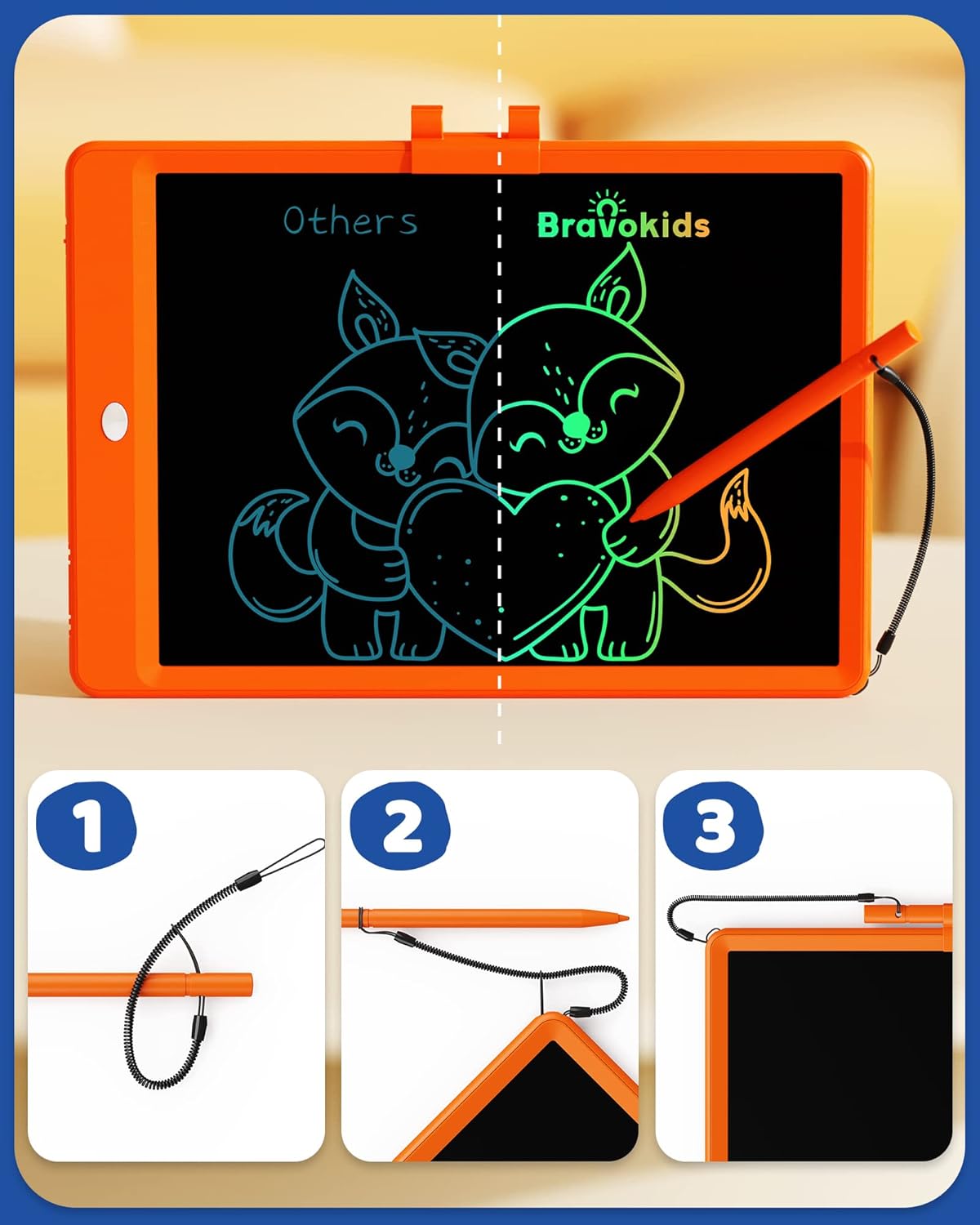 Bravokids Toys for 3-6 Years Old Girls Boys, LCD Writing Tablet 10 Inch Doodle Board, Electronic Drawing Pads, Educational Birthday Gift for 3 4 5 6 7 8 Years Old Kids Toddler (Blue)