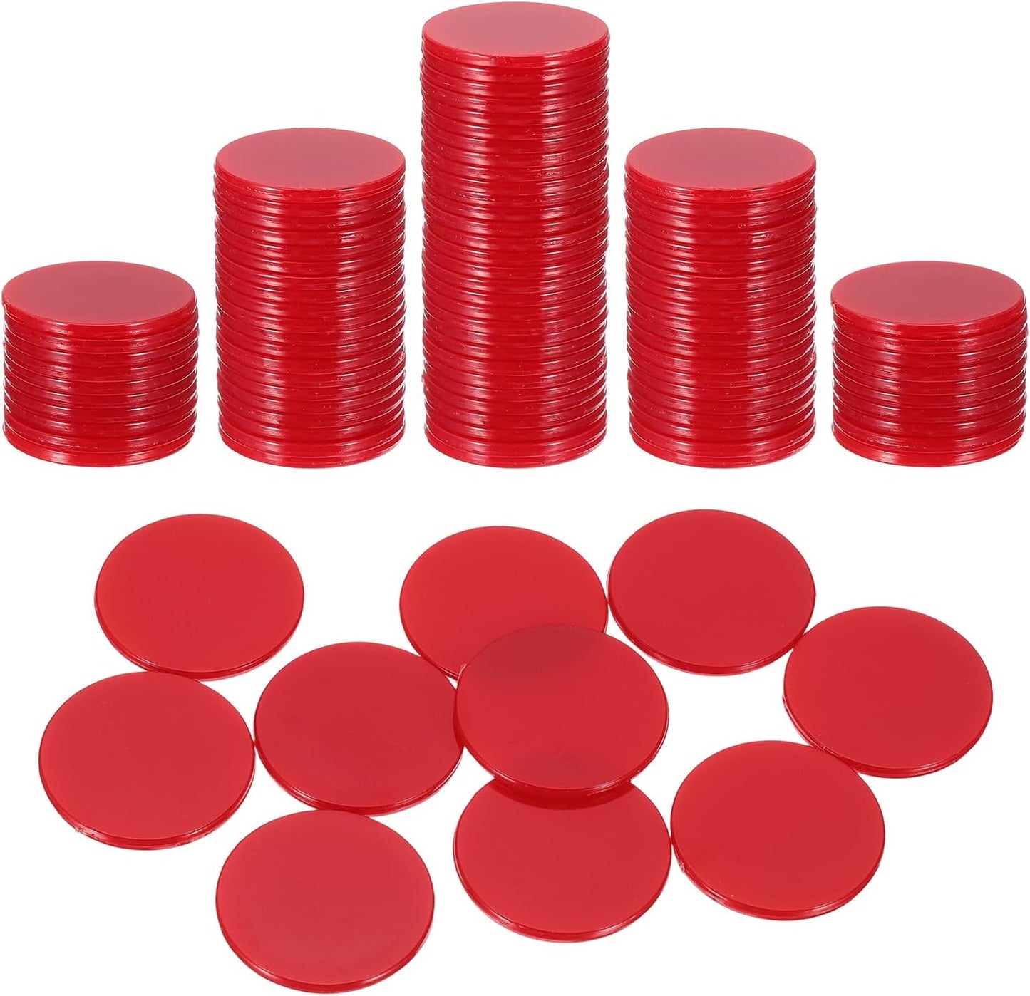 uxcell 120Pcs 1 Inch Poker Chips, Plastic Bingo Chips Learning Counters Counting Counters Disks Markers Opaque Game Tokens for Game Play Math Counting, Pink, Flat