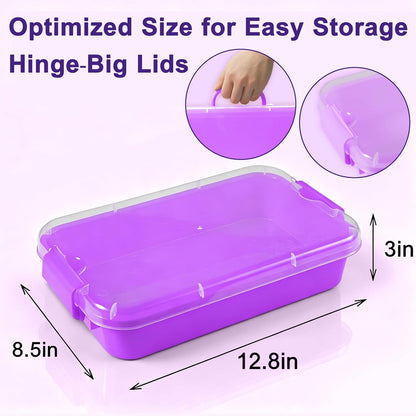 Carolart 3 Pack, Empty Sensory Bin, Wheat Straw Material，13.5 Inch Storage Container, Portable Plastic Storage Bins, Stackable Play Tray for toys,arts,crafts and sand.