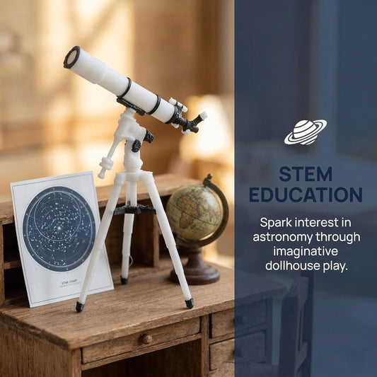 Totority Dollhouse Miniature Telescope 1:12 Scale, Realistic Plastic Telescope Model for Kids, Desktop Decor, Dollhouse Accessories, Beige, 2.28 X 1.61 X 1.02 Inches
