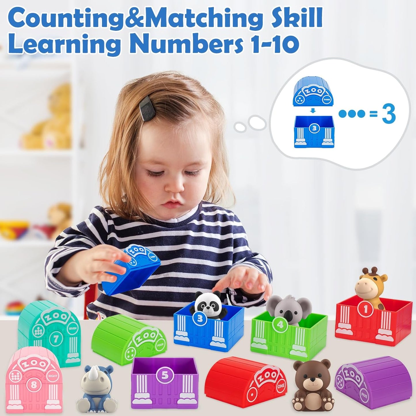 Learning Toys for 1,2,3 Year Old Toddlers, 20Pcs Farm Animals Toys Montessori Counting, Matching & Sorting Fine Motor Games, Christmas Birthday Easter Gift for Baby Boys Girls Age 12-18 Months