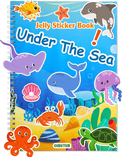 Jelly Sticker Books for Toddlers 2-4 Years, Reusable Sticker Book for Kids 1-3, Toddler Easter Basket Stuffers＆Travel Essentials Animals Stickers for Kids Toddler Plane Activities (Animals)