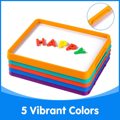 Magnetic Travel Tangram，Magnetic Dry Erase Trays，Creative Magnetic Puzzle and Brain Stimulating Toys for Kids,Kids White Boards for Learning & Play, Reusable Activity Trays（Blue）