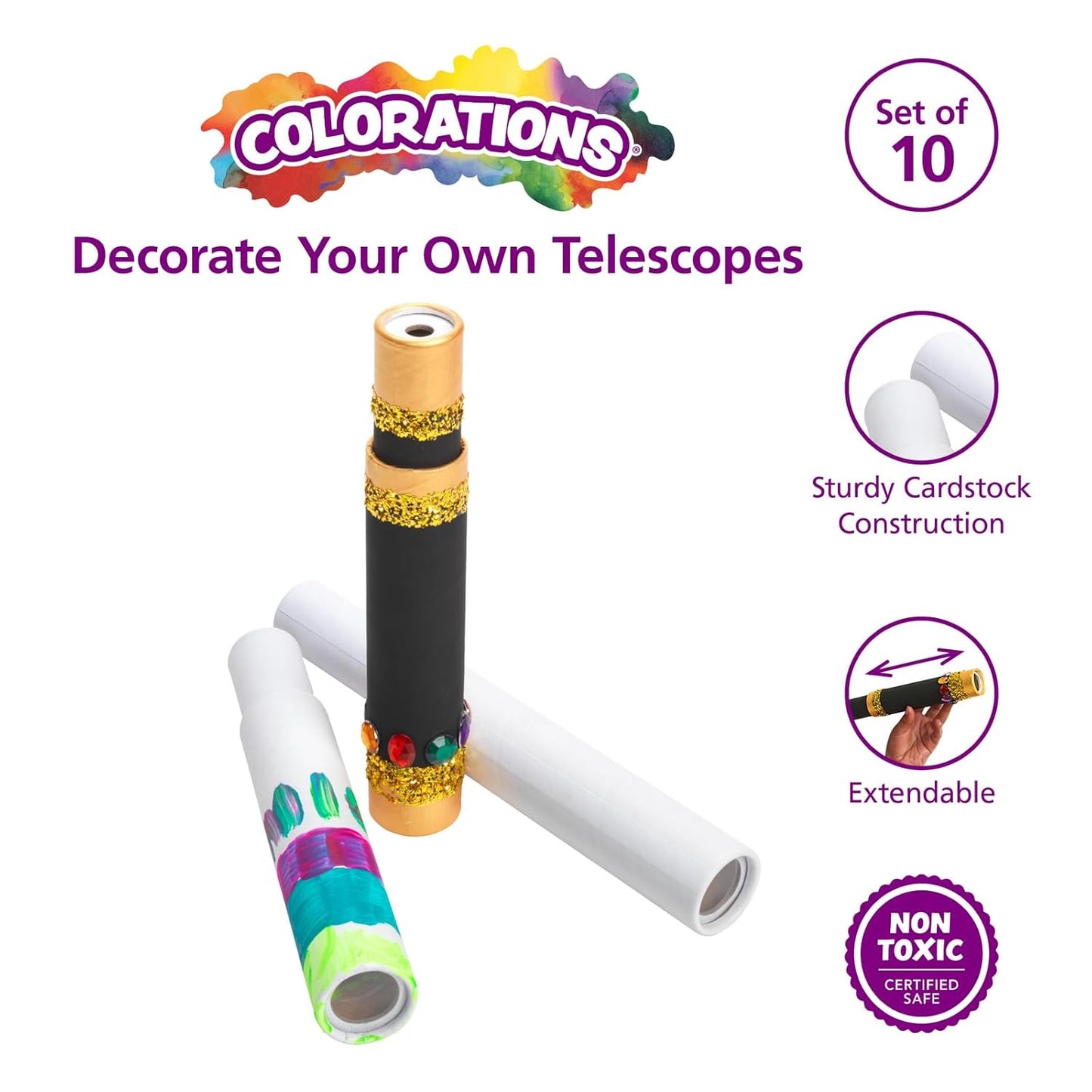 Colorations Decorate Your Own Telescopes – Set of 10