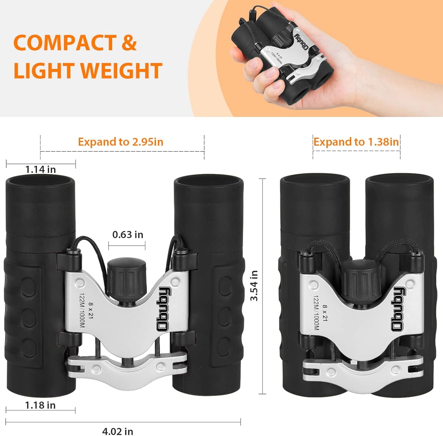 Real Binoculars for Kids Gifts for 3-12 Years Boys Girls 8x21 High-Resolution Optics Compact Toy Binocular for Bird Watching,Travel, Camping