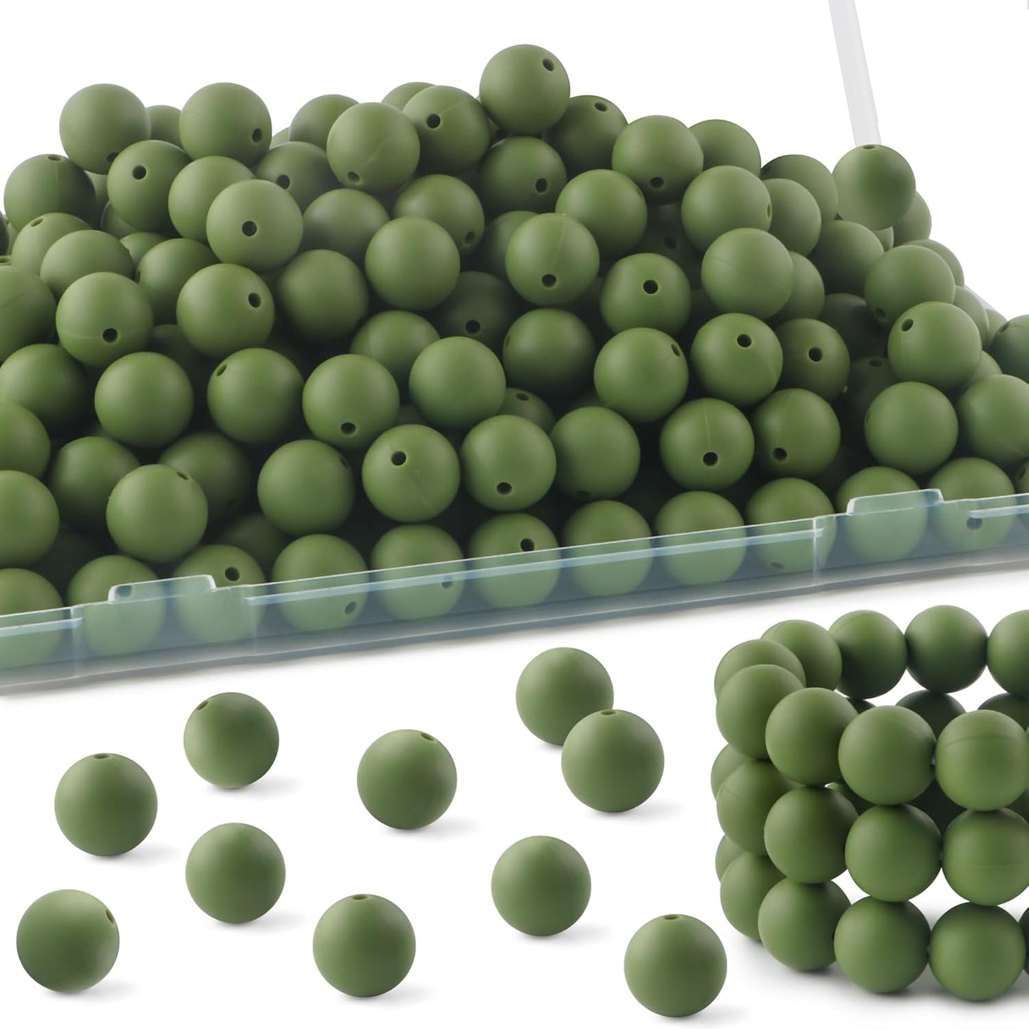 65Pcs 19mm Silicone Beads for Keychain Making Bracelet Necklace, Bulk Round Silicone Beads for Pens（Christmas Green） - Colors B