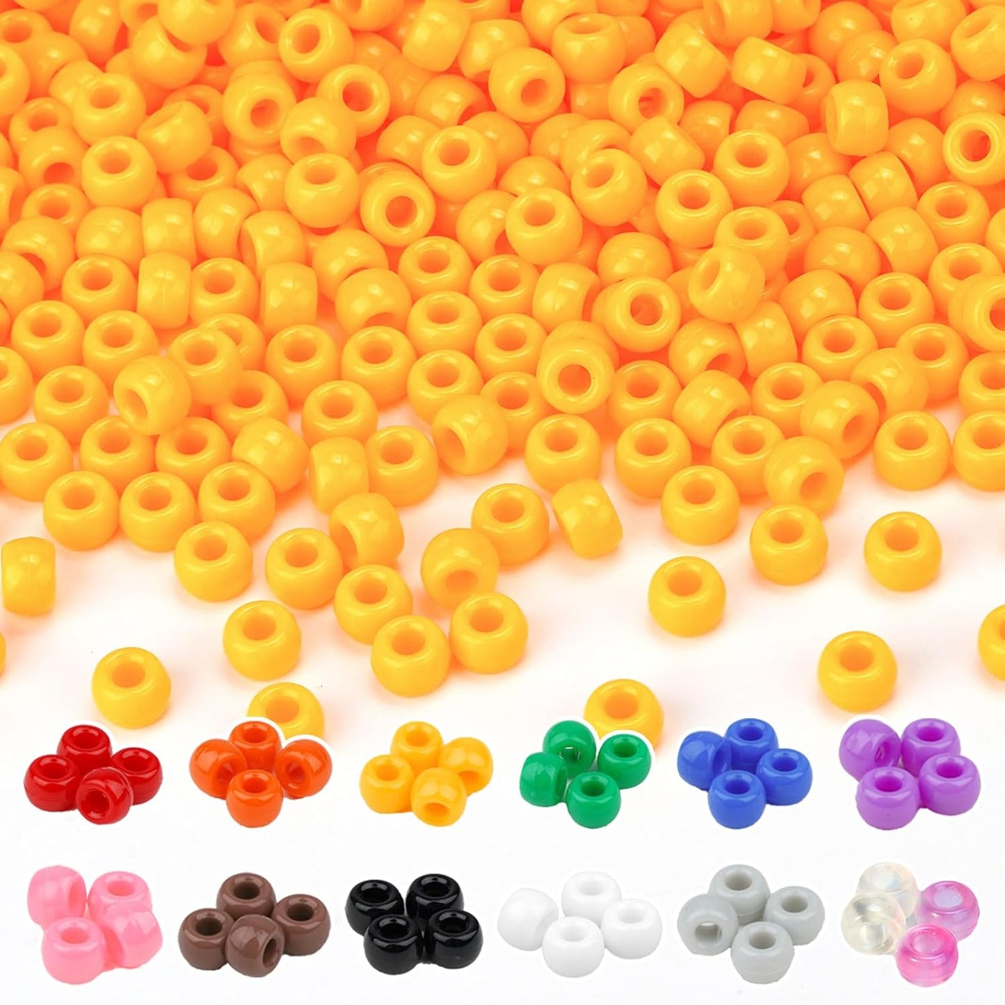Dowsabel Brown Pony Beads Bulk 1000 Pcs 6x9mm, Large Hole Kandi Hair Beads for Braids Bracelets, DIY Friendship Bracelets Necklaces Jewelry Making Crafts and Gifts