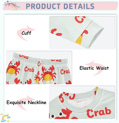 ALAZA Shark Starfish Palm Tree 2 Piece Pajama Set Long Sleeve Top and Pants Sleepwear Unisex - Colors A