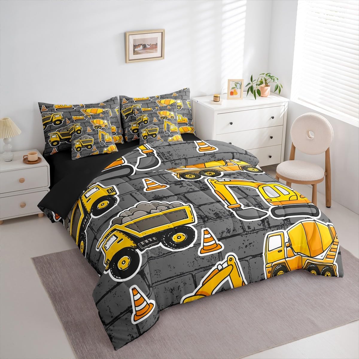 Erosebridal Chemistry Comforter Set with Sheets Full Size Periodic Table of Elements Bed in A Bag 7 Piece Science Chemistry Lovers Bedding Set for Kids Boys Children Bedroom Modern Black Bed Sets