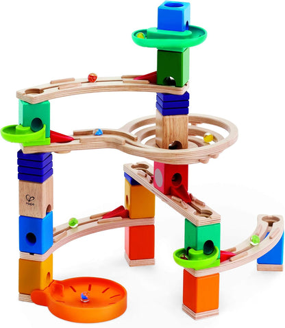 Hape Quadrilla Cliffhanger Wooden Marble Run Blocks | Marble Maze Run Set, Early Educational STEM Development Building Toys for Kids, Multicolor, Model:E6020