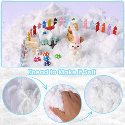 FIIOEOY Snow Sensory Bin, Play Sand Art Kit for Kids with Sensory Sand, Arctic Animal Figures, Winter Wonderland Sensory Snow Toy Birthday Gift for Toddler Ages 3 4 5 6 7 8