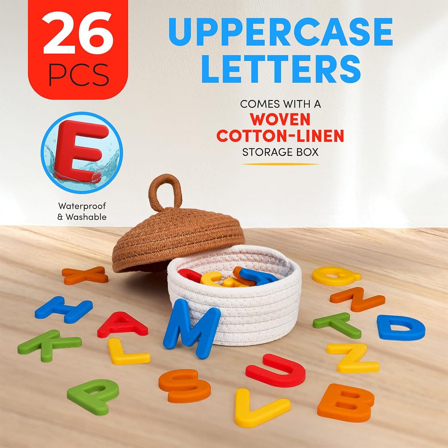 JoyCat Silicone Alphabet Magnetic Letters, 26 Uppercase ABC Fridge Magnets for Kids 3+, Preschool Learning Refrigerator Toy Set, Birthday Gifts for Boys Girls (Muted Color)