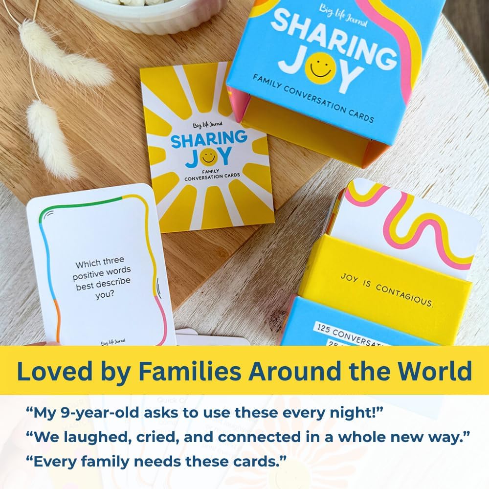 Big Life Journal – Sharing Joy Conversation Cards – 150 Prompts to Spark Joy, Gratitude & Meaningful Conversations – Gift for Families, Kids & Parents for Holidays, Road Trips & Family Dinners