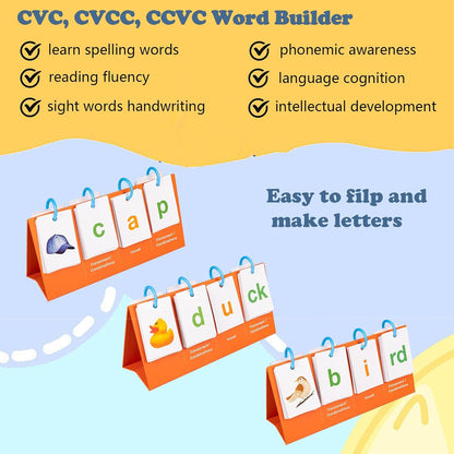 Alened Phonics Flash Cards for Kids 3-8, Sight Words Flash Cards for Kindergarten 1st 2nd 3rd Grade, CVC CVCC CCVC Word Builder, Homeschool & Classroom Phonics Learning Supplies