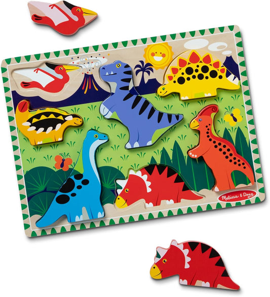 Melissa & Doug Safari Wooden Chunky Puzzle (8 pcs), Educational Screen Free Activity for Toddler, Preschoolers and Kids Ages 2+ - FSC Certified