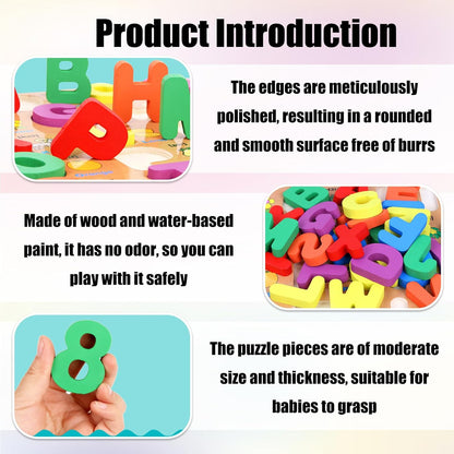 Wooden Number Puzzle for Young Children, 1-20 Digit Operation Symbol Puzzle, Suitable for Number Learning and Educational Toys for Preschool Children Aged 3-5 Years Old