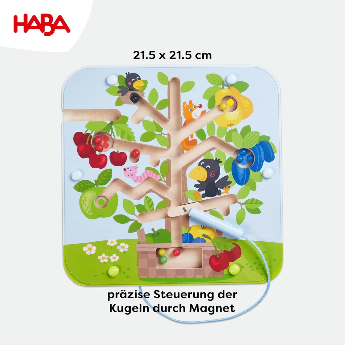 HABA Busy Board for Toddlers 2-4: Orchard Magnetic Maze Puzzle Game, Toddler Travel Toys & Montessori Toys