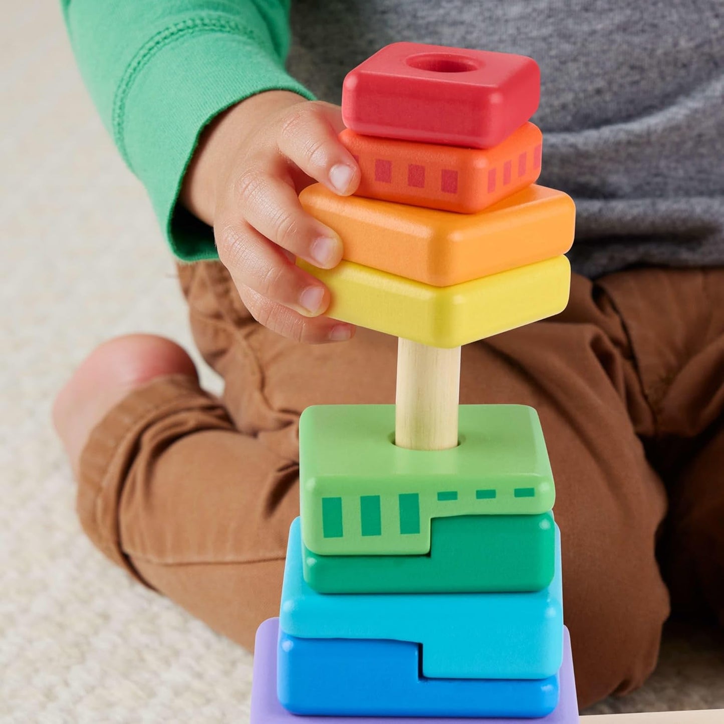 Fisher-Price Wood Toddler Toy Stacking Shape Sorter, 26-Piece Wooden Playset for Developmental Play Kids Ages 18+ Months