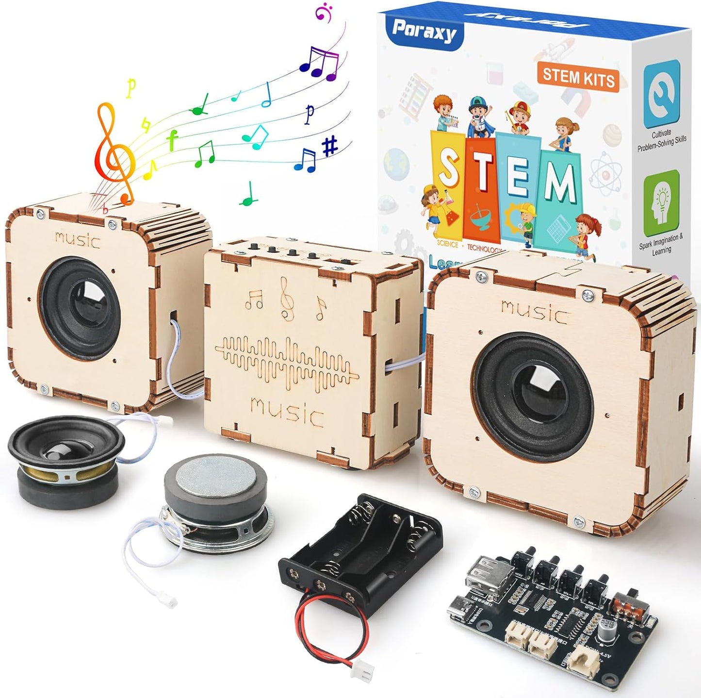 Poraxy STEM Toys for Boys Age 8-13, Build Your Own Bluetooth Speaker, Science Kits for Kids 8-12, Electronic Experiment DIY Building Projects, Gifts for Adult Teen Boy Girl 9 10 11 13 14 15 16