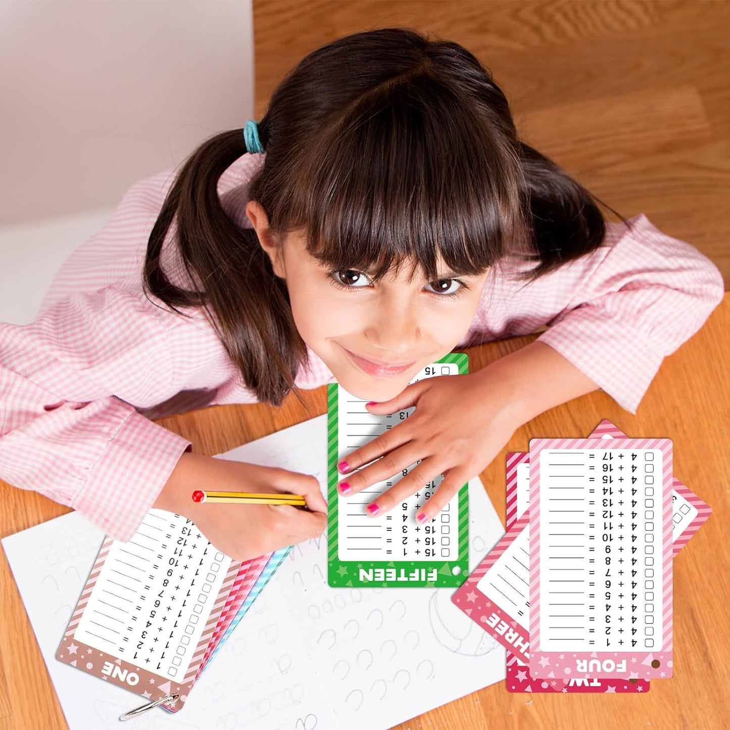 17 Pcs Addition Flashcards 0-16, Times Table Flash Cards with 2 Dry Erase Markers 2 Rings for Kids 1st to 3rd Grades Multiplication Game Supplies