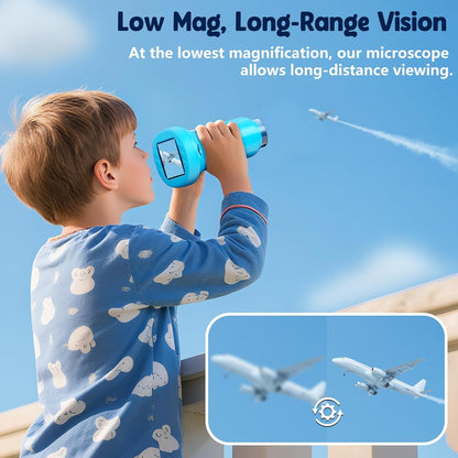 Odatay 4K 1000X Digital Microscope for Kids with Long Distance Viewing & 2.4" Screen, Portable Handheld Edu Toys for Kids Age 3-12 Exploring Bugs Plants at Home Classroom & Outdoor Travel, Yellow