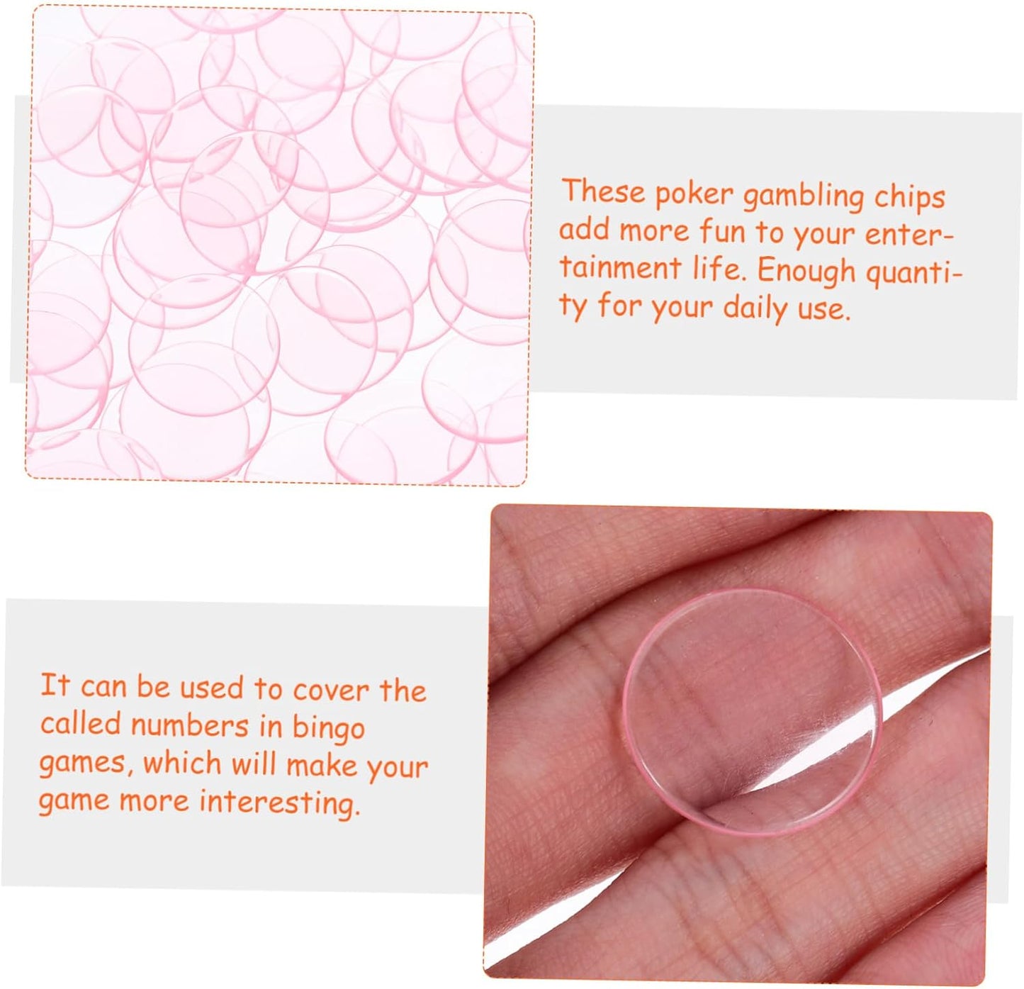 Toddmomy 100Pcs Translucent Bingo Markers Plastic Bingo Counting Chips for Games Math Learning and Rewards Tokens for