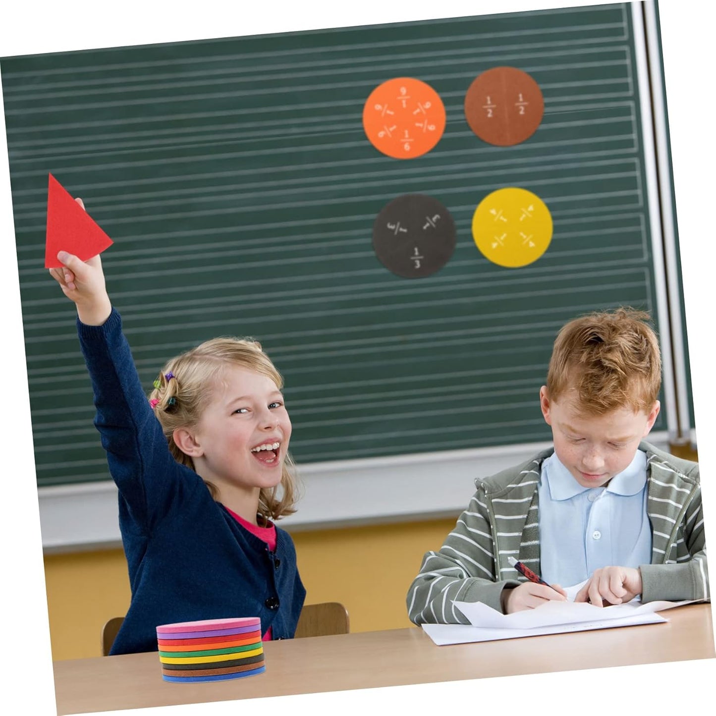 DOITOOL 1 Set Eva Fraction Circles Educational Math for Fraction Learning Tray for School and Home Study Safe and Teaching Aid for Preschool and Elementary Students