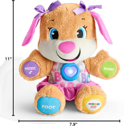 Fisher-Price Baby & Toddler Toy Laugh & Learn Smart Stages Sis Musical Plush with Lights & Phrases for Infants Ages 6+ Months