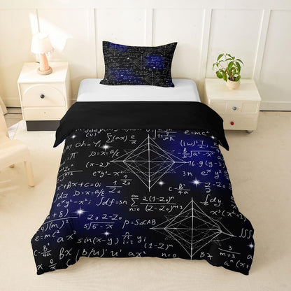 Erosebridal Chemistry Lab Bedding Set Twin Size Chemical Equation Duvet Cover for Boys Girls Chemical Elements Science Theme Comforter Cover Teens Kids Science Students Bedding School Dorm Room Decor