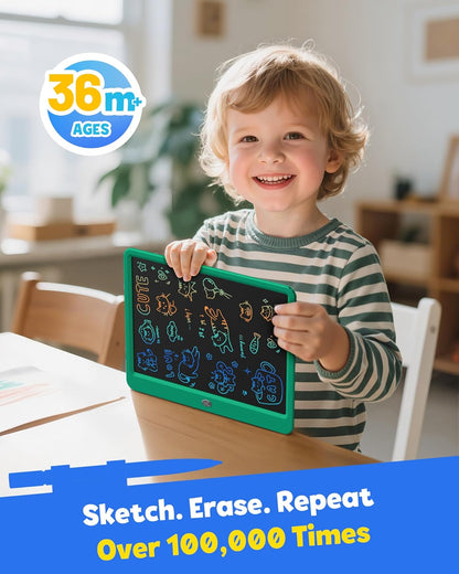 TEKFUN LCD Writing Tablet for Kids, 10-inch Coloring Drawing Pad, Mess Free Doodle Board, Airplane Travel Toys for Boys and Toddlers, Road Trip Essentials, Gifts for 3 4 5 6 7 8 Year Old Girls(Blue)
