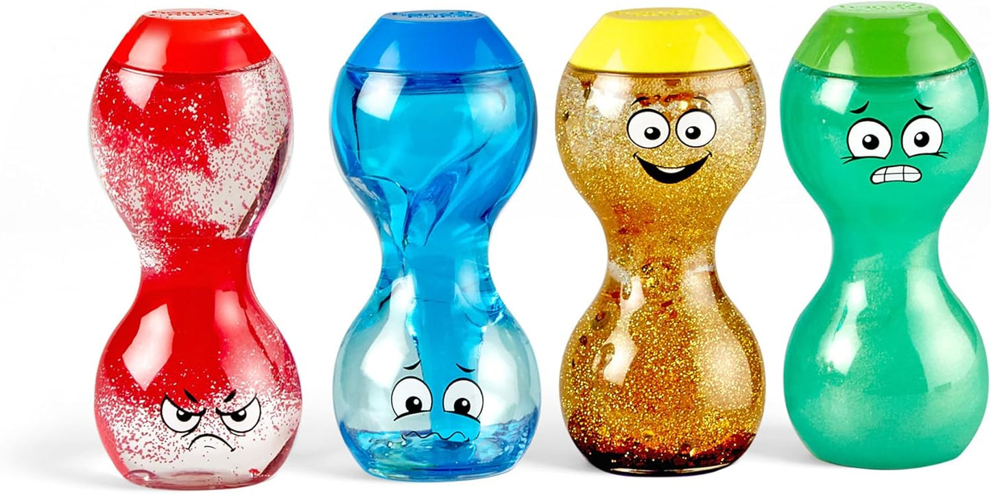 hand2mind Express Your Feelings Sensory Bottles-Primary Emotions, Quiet Toddler Fidgets for Classroom, Calm Down Corner Supplies, Social Emotional Learning, Sensory Toys for Kids with Autism