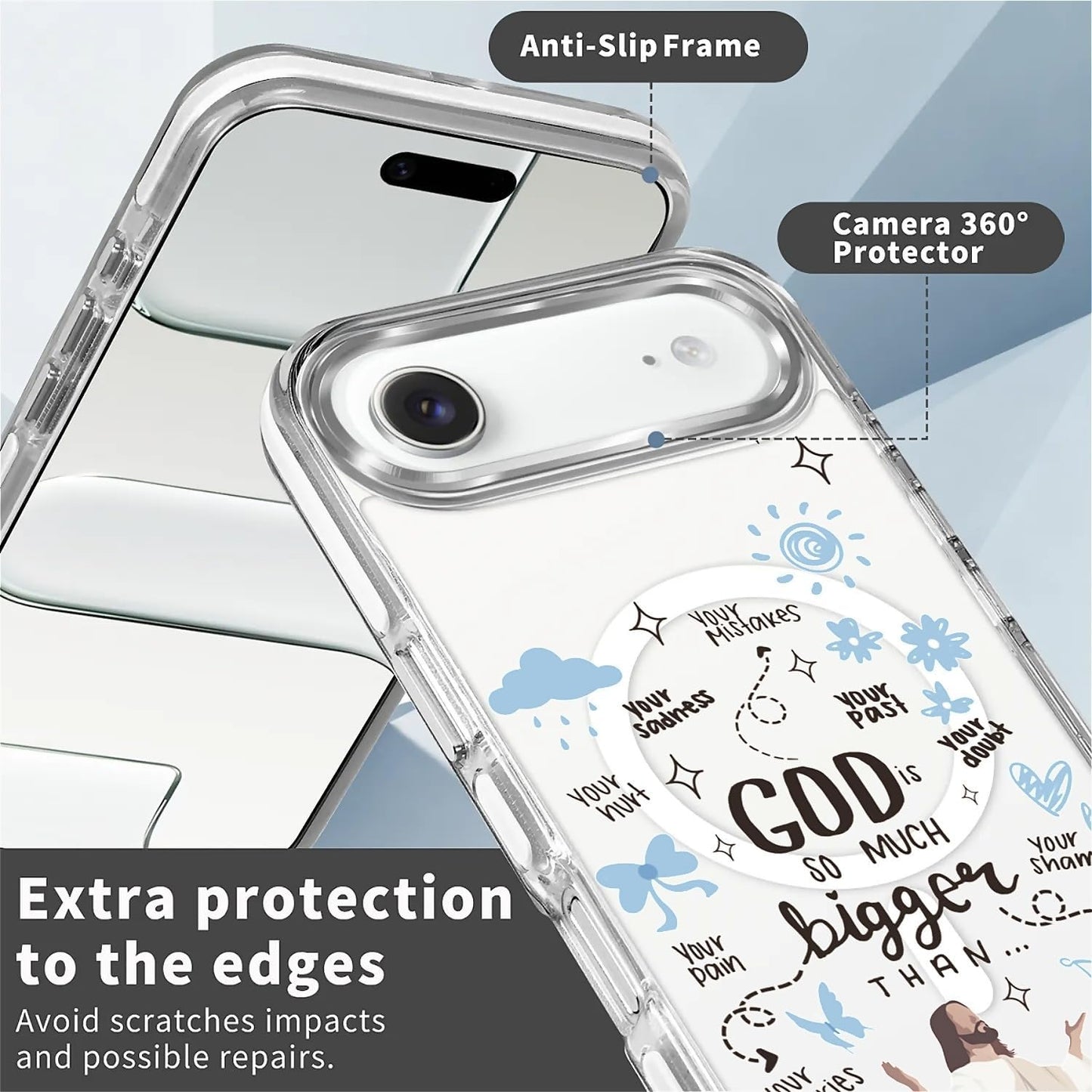 for iPhone 17 Pro Max Case [Compatible with Magsafe],Girls Women Clear Magnetic Case Silicone Shockproof Protective Cover with Pattern Colorful Motivational Letters