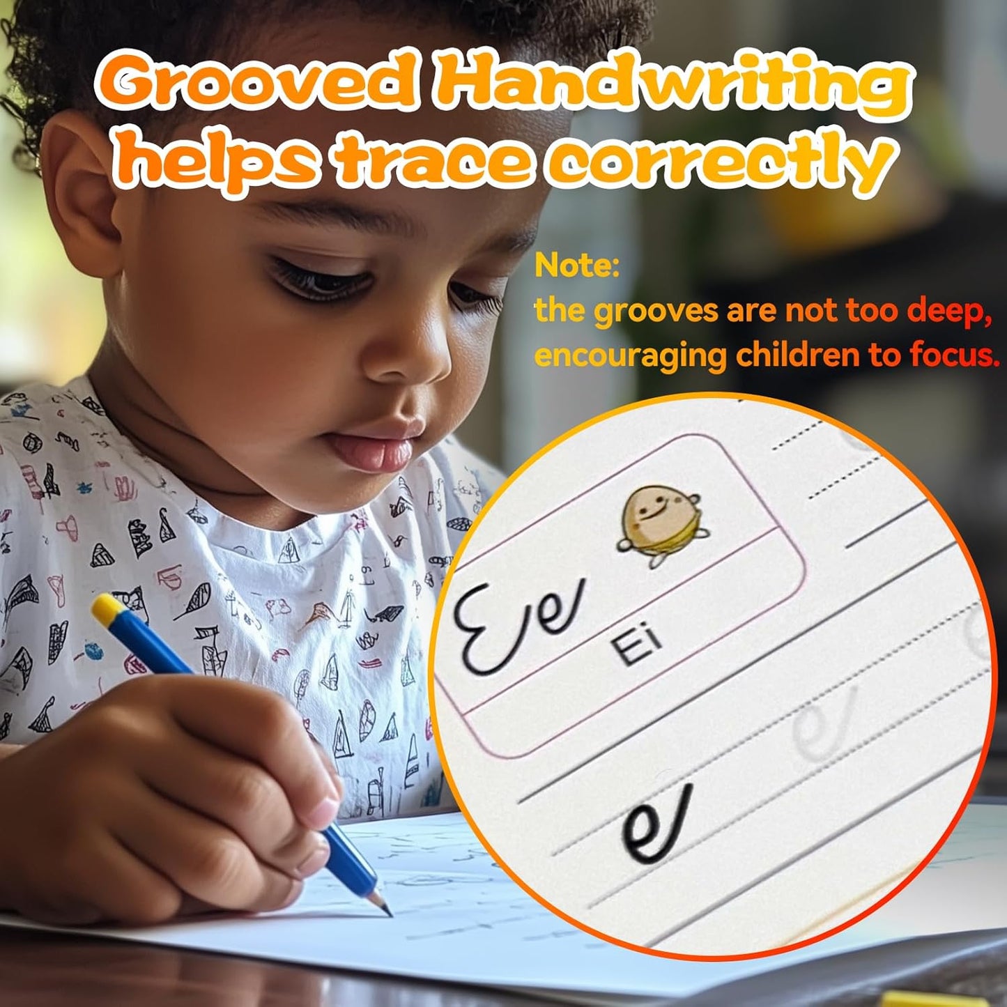 4 Magic Grooved Writing Practice for Kids - English Pre K Tracing Practice Book, Reusable Preschool Handwriting Workbooks Without Tears, 4-Theme Copybooks with Pen Refill for Age 3-10 (English, Small)