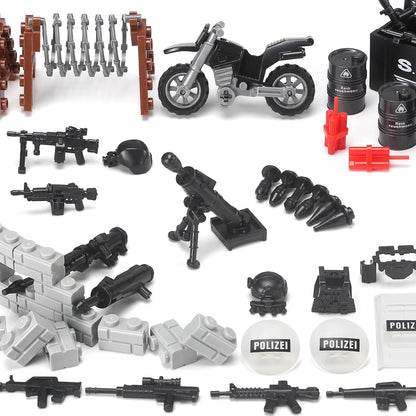 Feleph SWAT Equipment Pack City Army Toy Set for Special Weapons and Tactics Figures, Black Modern Military Bricks Kit Gear Accessories Building Blocks Compatible with Major Brand