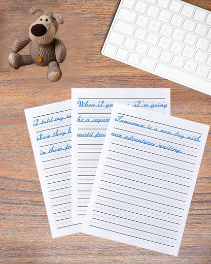 Handwriting Paper Kindergarten for Kids, Ruled Practice Writing Paper for Kids, 100 Sheets, 100gsm White Writng Papers, 8.5 x 11 Inch Writing Paper with Lines for Kindergarten