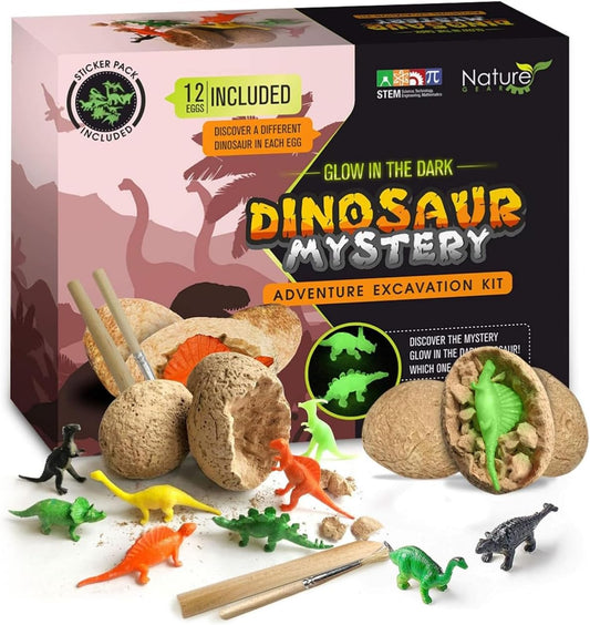 Nature Gear Gemstone Dig Kit for Kids, Educational Crystal Excavation Kit with 15 Mystery Gems, Interactive Adventure Fossil Mining Toy for Kids Age 3-5 and Up