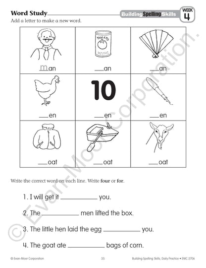 Evan-Moor Building Spelling Skills, Grade 2 - Homeschooling & Classroom Resource Workbook, Reproducible Worksheets, Teaching Edition, Spelling Strategies, Reading and Writing Skills