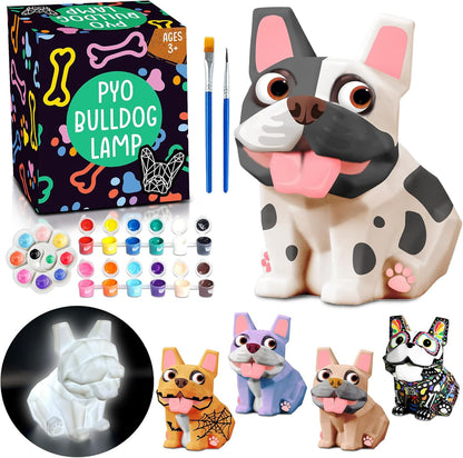 FUNZBO 4.3in Paint Your Own Dinosaur Lamp Kit - Arts and Crafts Supplies Painting for Kids Teens, DIY Night Light Dinosaur Toy for Boy Girl 3 4 5 6 7 8 9 10 11 12 Birthday Gift