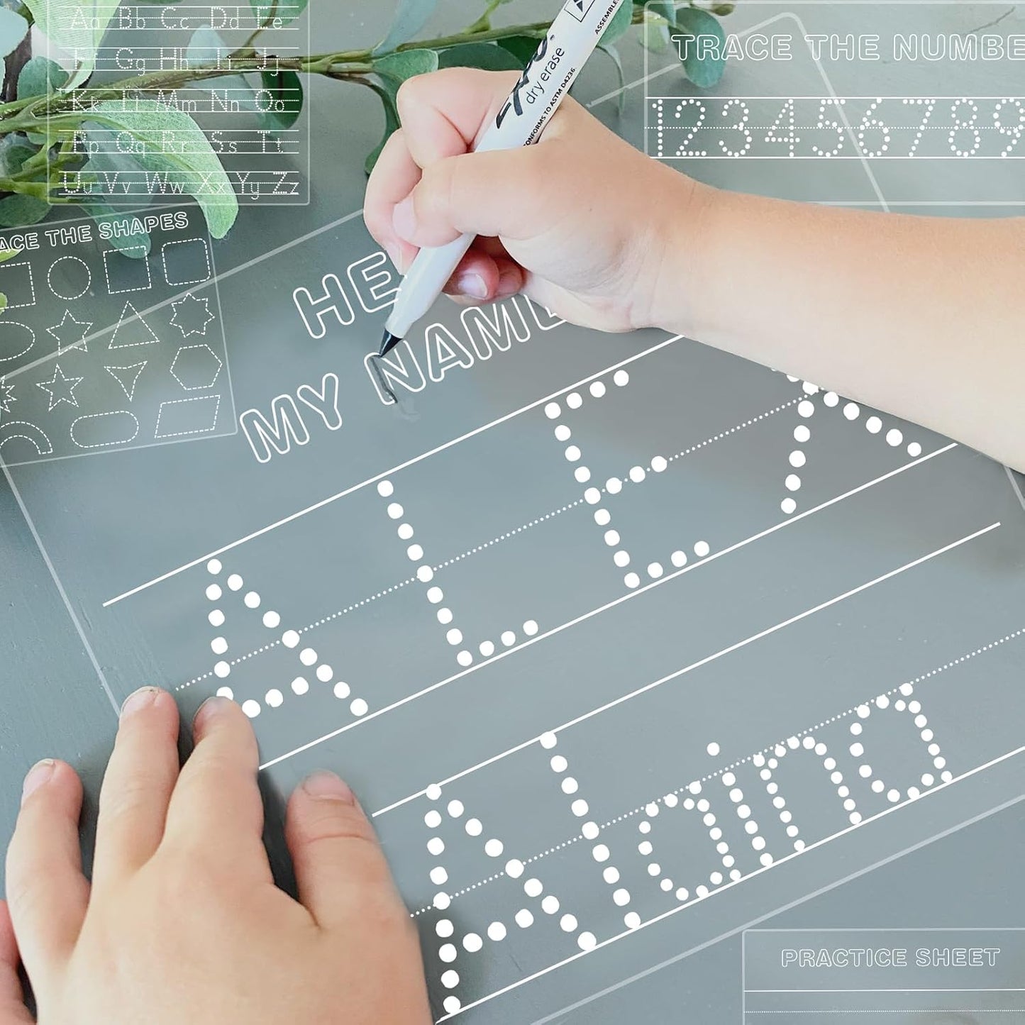 Personalized Name Acrylic Dry Erase Board Custom Engraved Handwriting Practice Board Customized Trace Boards Write Your Name Shape Letter Toys and Learning for Boys Girls