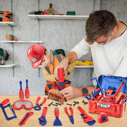 Kids Tool Set,MAGIC4U Toddler Tool Set with Tool Bag,11 Tools Equipements,Pretend Play Construction Kits for Kids Age 3-6 Years Old,Toddler Boy Toys