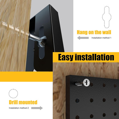 Spampur Peg Board, 4 Pack Metal PegBoard Organizer with Accessories, White Pegboard Panels with 50 Pcs Hooks and Baskets, Wall Organizer for Office, Craft Room Organization, Garage, Sewing Room