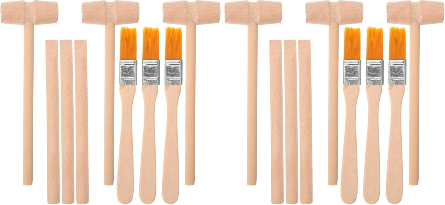 Vaguelly Dinosaur Digging Tools Toy Set with Wooden Hammer Chisel Brush - Educational Stem Excavation Kit for Kids Ages 4-12 Creative Learning Science Accessories