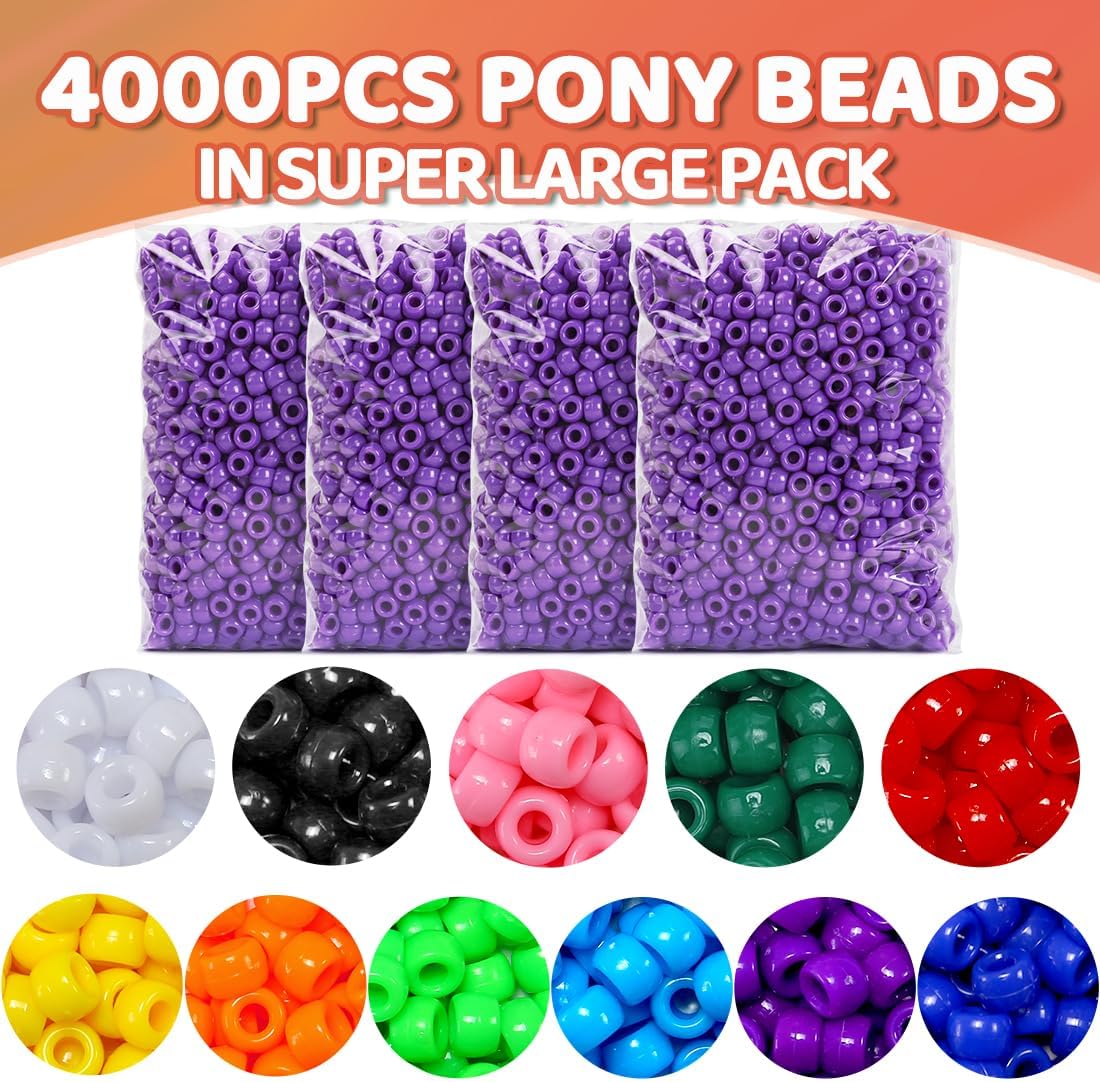 Praisebank 4000pcs Dark Green Pony Beads for Jewelry Making, Crafts, Hair Braids