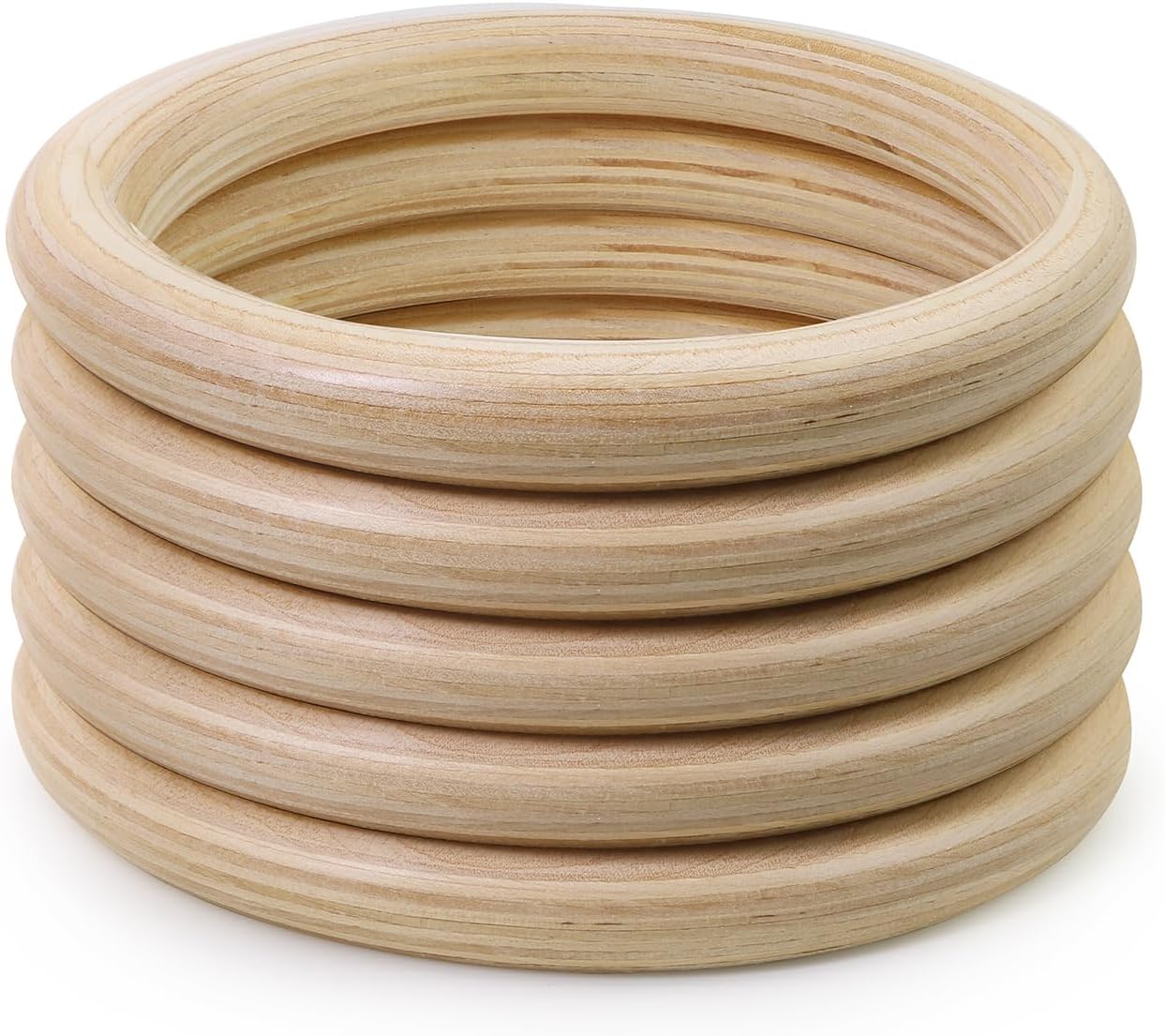 FoDau770 5pcs Natural Beech Wooden Rings, Unfinished Solid Wood Rings Heavy Duty Wood Circles, Macrame Craft Circles for Party, Home Decor & DIY Making - Outer Diameter: 3 Inch
