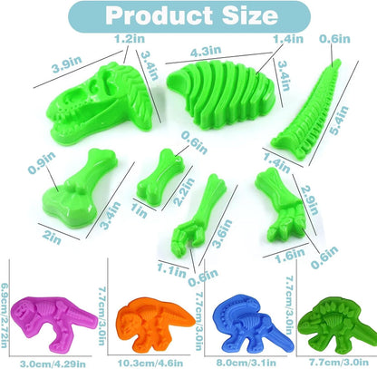 Unleash Creativity with 6 Unique Dino Molds Dough Toys Dough Accessories Set.Ideal as a Gift for Kids Aged 3-4-8 Years