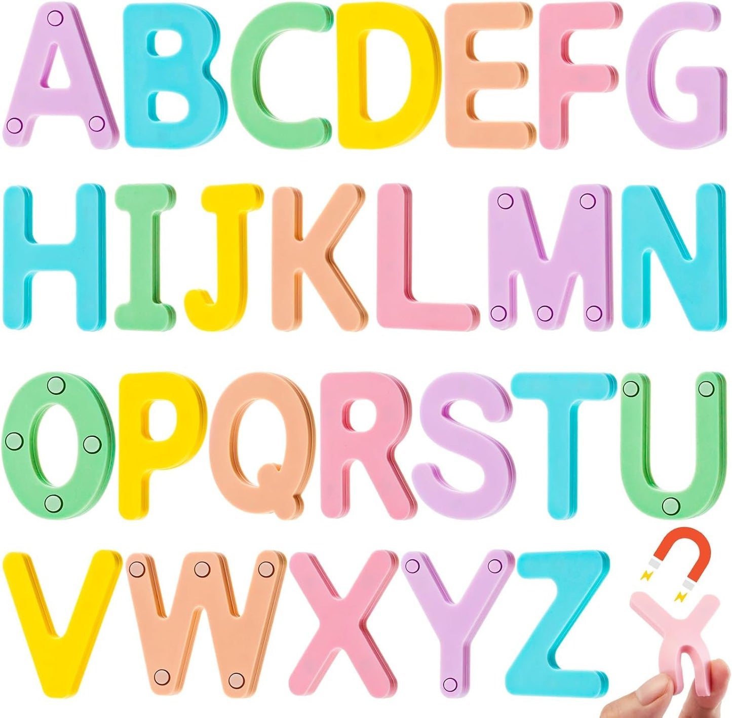VioraWhite 26 Pcs Food Grade Silicone Magnet (Sealed Magnet, Cpc Certified) Magnetic Toddler Fridge Bulk ABC Educational Learning Toy for Kid Baby Girl Boy Gift(Greenery Color,Letter)